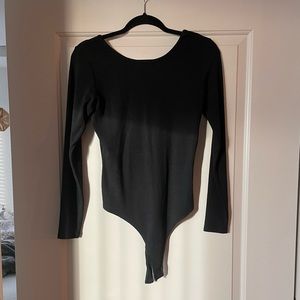 Marine Layer Lexi Rib Long Sleeve Bodysuit - Black - Size M